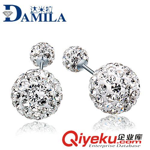 S925奧地利水鉆飾品 925銀飾 純銀耳釘 香巴拉水鉆 耳環(huán) 微鑲 鉆公主耳釘 飾品證書