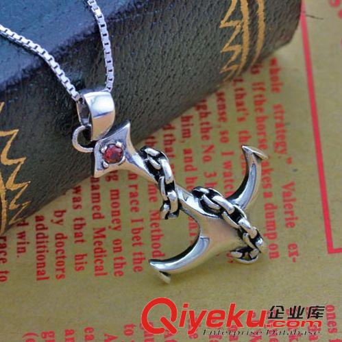 S925男士飾品 925銀飾 泰銀飾品 復(fù)古 925純銀項鏈 船錨泰銀吊墜 批發(fā)流行飾品原始圖片2