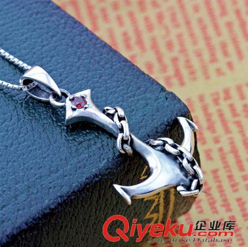 S925男士飾品 925銀飾 泰銀飾品 復(fù)古 925純銀項鏈 船錨泰銀吊墜 批發(fā)流行飾品原始圖片3