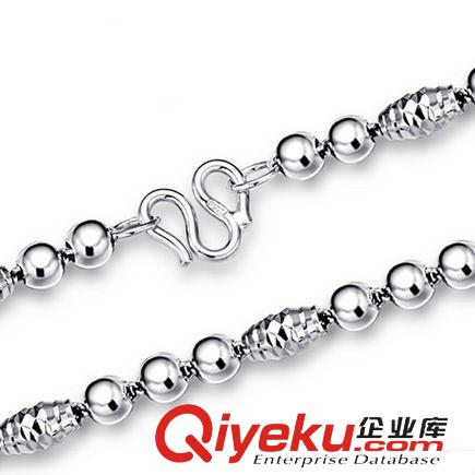 S925男士飾品 男士飾品 s925純銀男士項鏈 佛珠鏈批發(fā)韓版男士飾品三珠橄欖項鏈