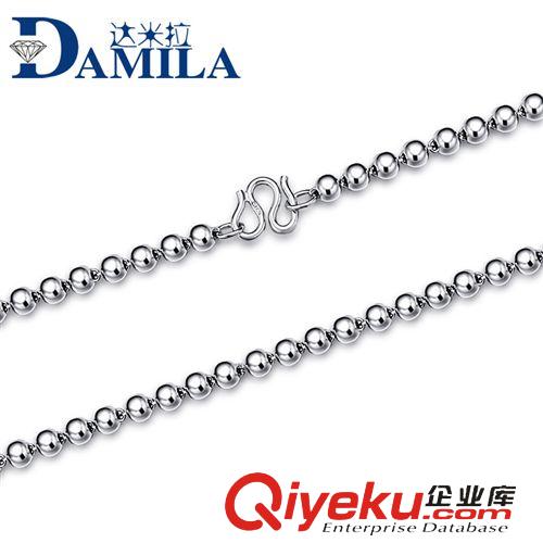 S925男士飾品 女 男士飾品 990千足銀純銀男款佛珠項鏈圓珠 毛衣鏈 長款項鏈