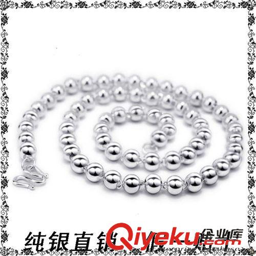 S925男士飾品 女 男士飾品 990千足銀純銀男款佛珠項鏈圓珠 毛衣鏈 長款項鏈
