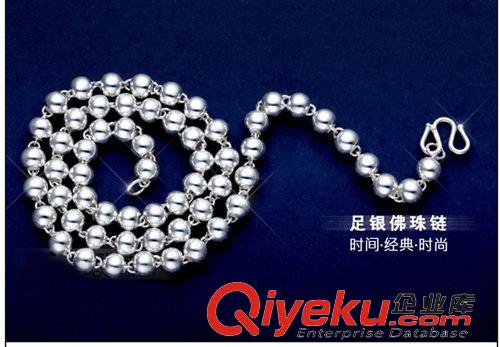 S925男士飾品 女 男士飾品 990千足銀純銀男款佛珠項鏈圓珠 毛衣鏈 長款項鏈