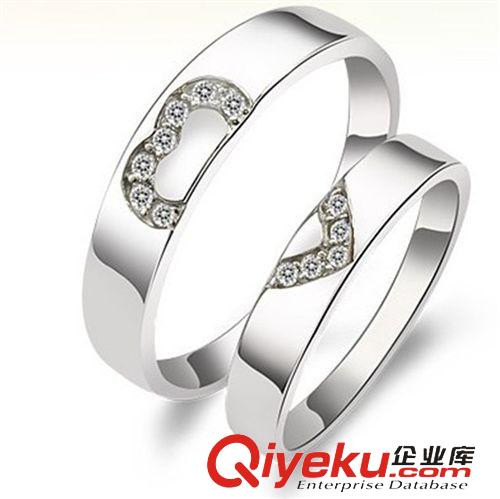 情人節(jié)對戒 銀飾批發(fā) 婚戒 仿鉆石對戒 925純銀 合并心形 工廠直批 淘寶熱賣