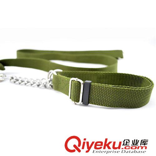 寵物牽引 軍綠色頸圈式寵物牽引繩 脖套式寵物牽引繩套 大狗牽引帶鐵鏈條原始圖片3