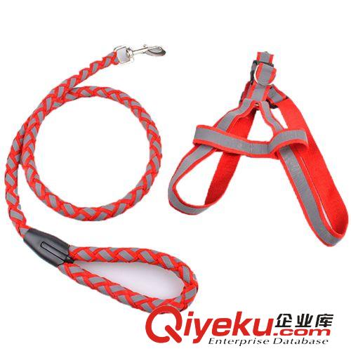 寵物牽引 寵物用品批發(fā) 寵物反光牽引繩胸背套裝 寵物用品中小型犬狗繩原始圖片2