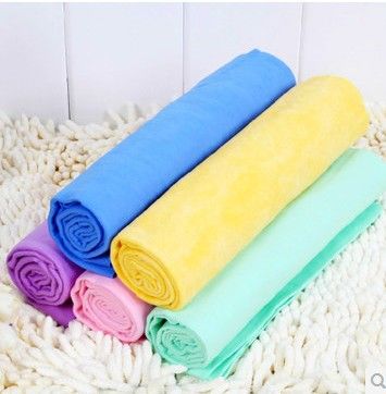 寵物日用品 廠家供應 小號簡裝仿鹿皮巾 寵物巾 強力吸水毛巾 寵物毛巾