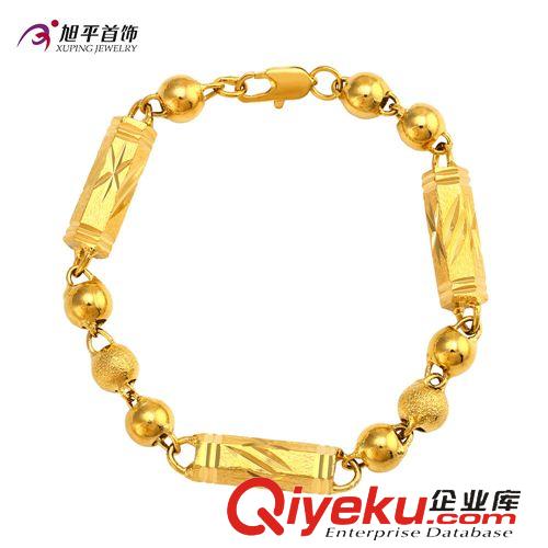 手鏈 旭平鍍金佛珠鏈手鏈24K金色 小額批發(fā)手飾防過敏 廠家直銷防過敏