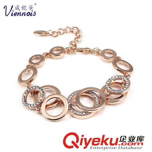 新品專區(qū) zpviennois威妮華時(shí)尚OL鑲鉆五環(huán)圈圈雙層手鏈女士手飾品批發(fā)