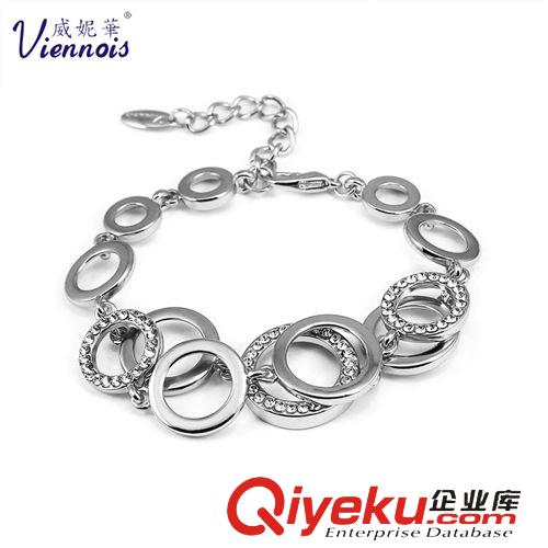 新品專區(qū) zpviennois威妮華時(shí)尚OL鑲鉆五環(huán)圈圈雙層手鏈女士手飾品批發(fā)