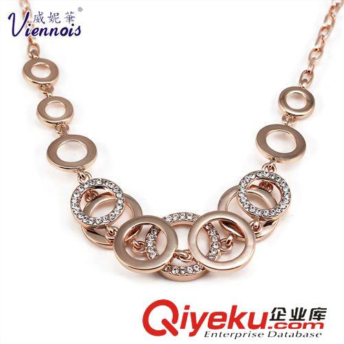 新品專區 zpviennois威妮華時尚OL爆款鑲鉆五環項圈圈女士項鏈項飾品批發