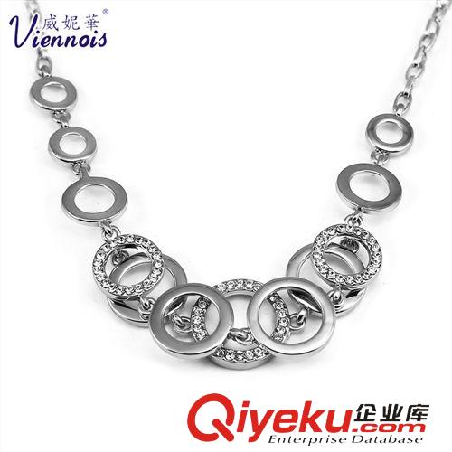 新品專區 zpviennois威妮華時尚OL爆款鑲鉆五環項圈圈女士項鏈項飾品批發