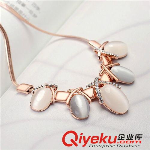 新品專區 zpviennois威妮華玫瑰金時尚OL明星款鑲鉆貓眼石耳環項鏈套裝