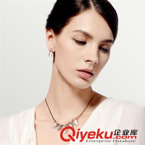 新品專區 zpviennois威妮華玫瑰金時尚OL明星款鑲鉆貓眼石耳環項鏈套裝