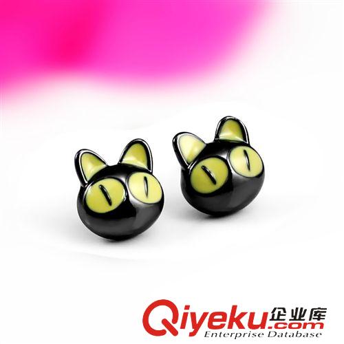 新品專區 Abella比拉可愛黑貓耳釘韓版時尚動物飾品小貓咪滴油耳環zp直銷