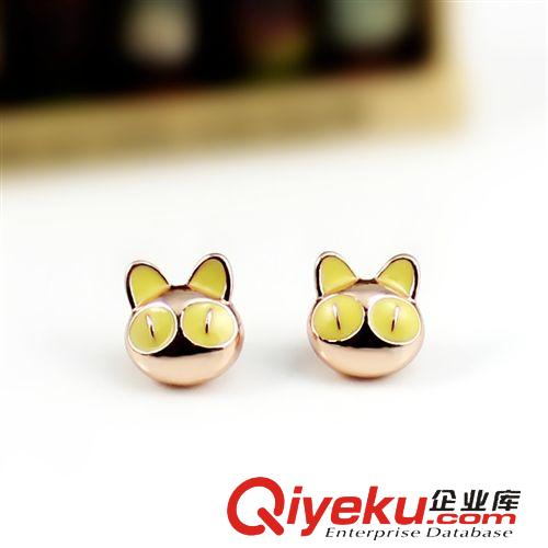 新品專區 Abella比拉可愛黑貓耳釘韓版時尚動物飾品小貓咪滴油耳環zp直銷