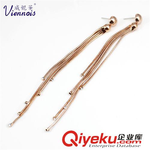 新品專區 viennois威妮華zp韓版時尚明星同款超長流蘇鑲鉆耳環耳飾品批發