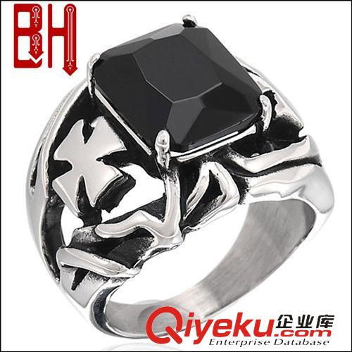 鈦鋼戒指 BOHO鈦鋼戒指 韓版潮男復(fù)古飾品 大鋯石指環(huán) 外貿(mào)出口首飾批發(fā)