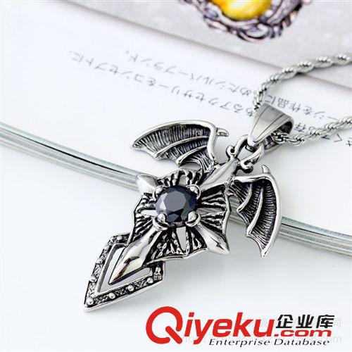 鈦鋼吊墜 BOHO爆款簡(jiǎn)約翅膀鑲鉆十字架吊墜  韓國(guó)仿泰銀鈦鋼吊墜廠(chǎng)家批發(fā)原始圖片2