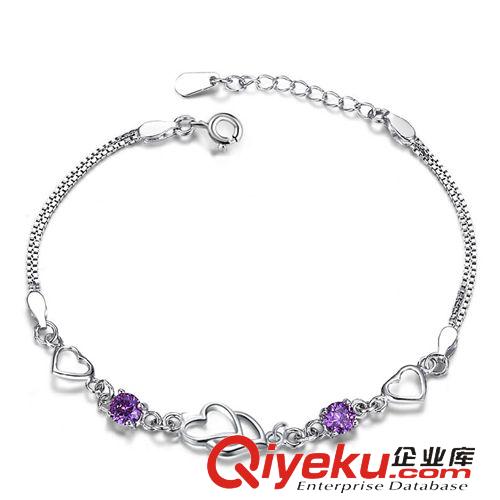 手鏈專區(qū) 925純銀手鏈 淘寶熱銷幸運四葉草紫鉆手鏈  滿200元飾品批發(fā)