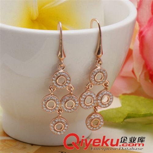 2014新品 爆款 S925純銀歐美風(fēng)彩銀耳環(huán) 純銀長(zhǎng)款鋯石耳飾 時(shí)尚大氣 圓型