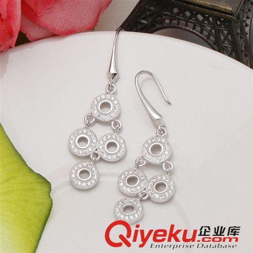 2014新品 爆款 S925純銀歐美風(fēng)彩銀耳環(huán) 純銀長(zhǎng)款鋯石耳飾 時(shí)尚大氣 圓型