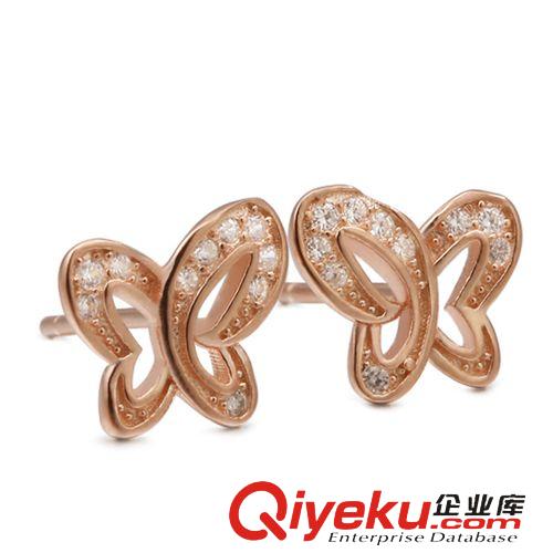純銀耳飾專區(qū) 耳釘批發(fā) 925純銀耳釘韓國出口 飛翔的蝴蝶 大方 高貴 正品保證原始圖片2