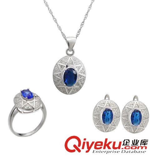 純銀套裝專區(qū) 銀飾廠家供應(yīng)925純銀鑲寶石歐美大氣款首飾套裝 品質(zhì)保證 爆款