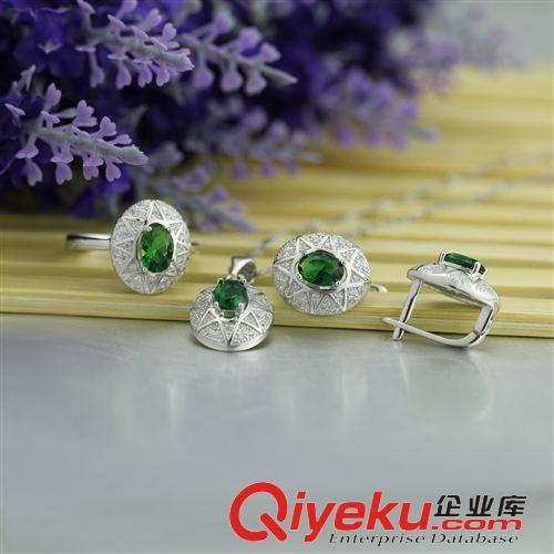 純銀套裝專區(qū) 銀飾廠家供應(yīng)925純銀鑲寶石歐美大氣款首飾套裝 品質(zhì)保證 爆款