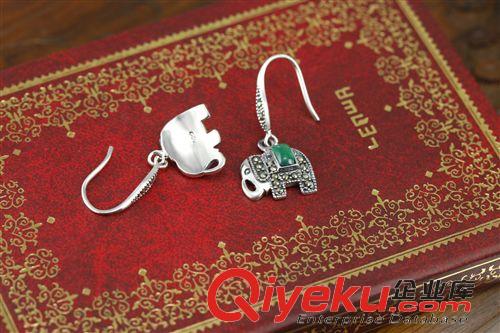 泰銀馬克賽系列 耳飾直銷 綠瑪瑙裝飾品批發 大象耳環 防古S925銀耳飾 正品保證原始圖片3