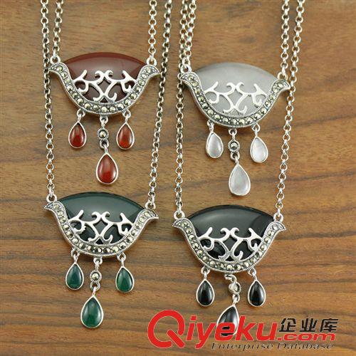 泰銀馬克賽系列 供應(yīng)批發(fā) 925泰銀鳳凰貓眼石黑紅綠瑪瑙吊墜項(xiàng)墜 小額批發(fā)可混批