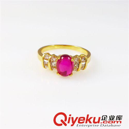 仿黃金飾品-yb退色 gd鑲寶石黃金戒指 持久不退色百搭 女款紅藍(lán)寶石一件代發(fā)