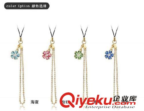 手機(jī)鏈 奧地利水晶手機(jī)鏈，包鏈--薔薇花（18k+藍(lán)色）原始圖片3