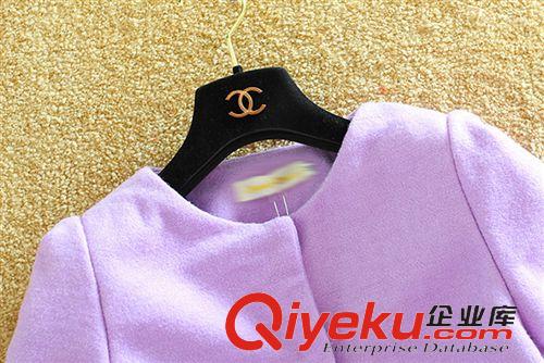 10月新款 2014新款時尚韓版歐美風小香風外套女裝衣上糖果色毛呢外套批發(fā)原始圖片3