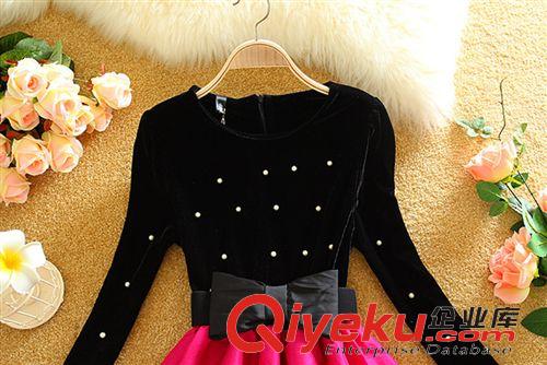 連衣裙 清倉{zx1}款日系vivi雜志款金絲絨長袖公主蓬蓬裙連衣裙子配腰帶原始圖片3