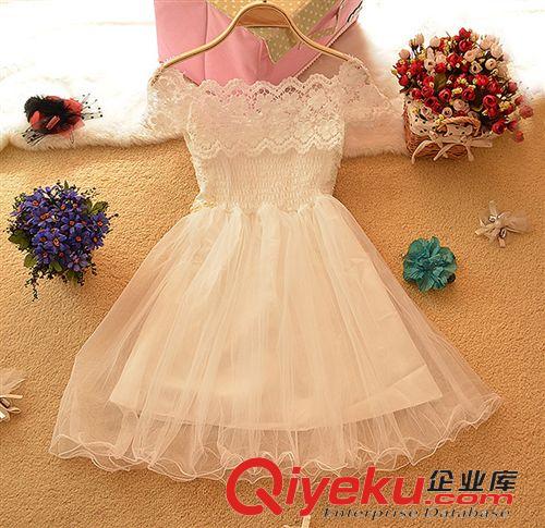 禮服 2014新款一字肩公主裙拼接網(wǎng)紗蓬蓬裙伴娘禮服晚禮服批發(fā)代理37原始圖片2