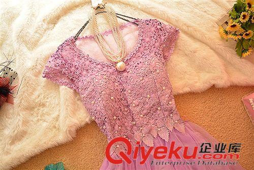 禮服 2014優(yōu)質(zhì)訂珠gd拼接網(wǎng)紗結(jié)婚禮服伴娘裙小禮服晚禮服批發(fā)代理7原始圖片3
