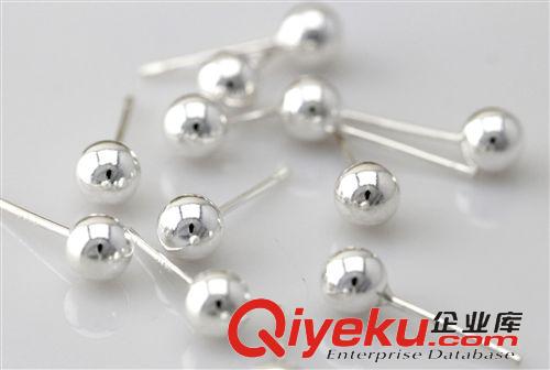 新品上架 混批 925純銀首飾 新款韓版【銀色磨砂釘砂球百搭耳釘】2014爆款