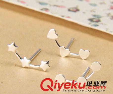 材質款式分類 混批 925純銀首飾 【光面三連圓點耳釘】三五角星星三愛心三圓