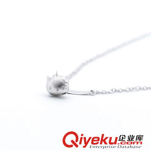 項鏈專區 混批925純銀首飾【磨砂KT貓頭項鏈】套鏈手鏈凱蒂貓鈴鐺批發