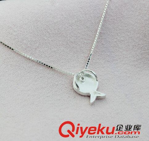 項鏈專區 廠家批發 925純銀首飾 【素銀拉絲寶貝魚套鏈】小魚項鏈混批