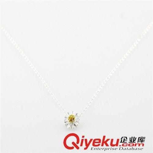 手飾專區 2014爆款 S925純銀首飾 【金色花蕊太陽花套鏈】素銀雛菊廠家直銷