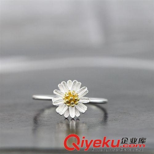 手飾專區(qū) 廠家批發(fā) 925純銀首飾 【太陽(yáng)花戒指】金色小雛菊純銀戒指混批