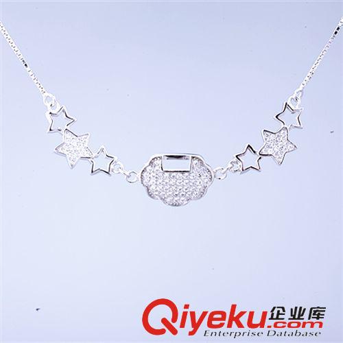 純銀專區(qū) S925純銀星星項鏈 熱銷許愿星星吊墜 微鑲滿鉆毛衣鏈 批發(fā)直銷