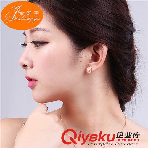 國庫純銀【奢華款】 {dj0}品質鑲鉆字母簡約耳釘 品牌時尚韓國s925純銀飾品首飾批發原始圖片3