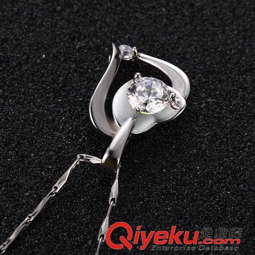 國庫純銀【大眾款】 廠家直銷假一賠十 925純銀女式韓版心形 鉆花項鏈可定制貨源充足原始圖片2