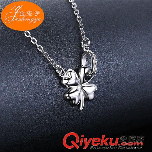 國庫純銀【大眾款】 純銀飾品首飾S925韓國版廠家直銷批發 精致幸運四葉草吊墜項鏈原始圖片2