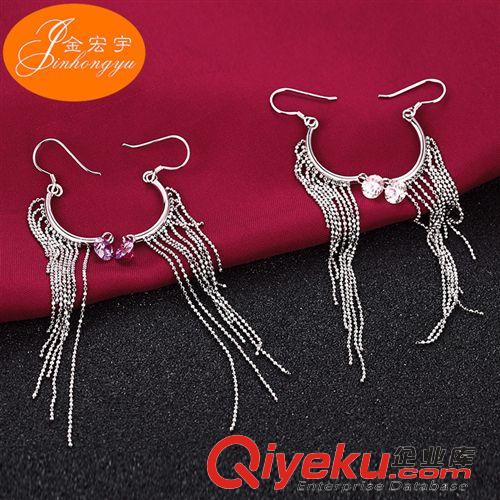 S925耳飾 OL仙女白富美高貴氣質(zhì) 美飛 品牌時尚流蘇耳墜耳飾純銀飾品批發(fā)原始圖片3