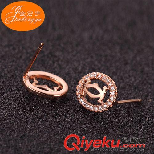 S925耳飾 wm品質(zhì)鑲鉆字母氣質(zhì)耳釘批發(fā) 韓國進(jìn)口金屬不變色純銀飾品首飾原始圖片3