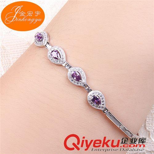 S925手鏈 紫水晶接花手鏈 優雅淑女氣質時尚飾品 S925純銀飾品 廠家直銷